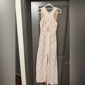 BCBGMaxAzria Cream Backless Lace Dress